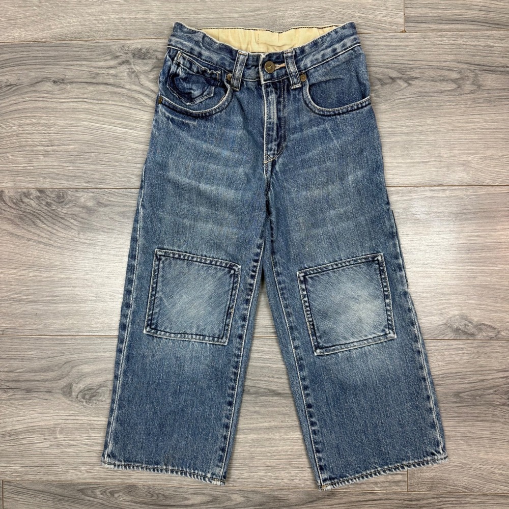 Vintage GAP Toddler 4Y Denim Jeans Fall 07 Patched Knees Blue Cotton Workwear